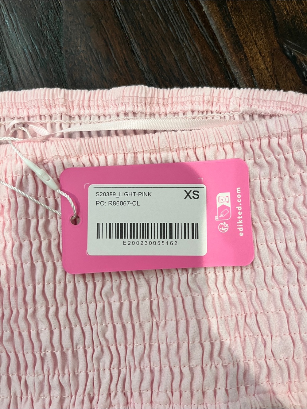 Edikted Light Pink Smocked Eyelet Tiered Tube Top - Picture 3 of 3